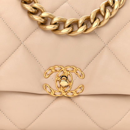Chanel Lambskin Quilted Large Chanel 19 Flap Beige 8 of 11