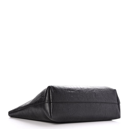 Saint Laurent Calfskin Crocodile Embossed Large Shopper Tote Black 4 of 9