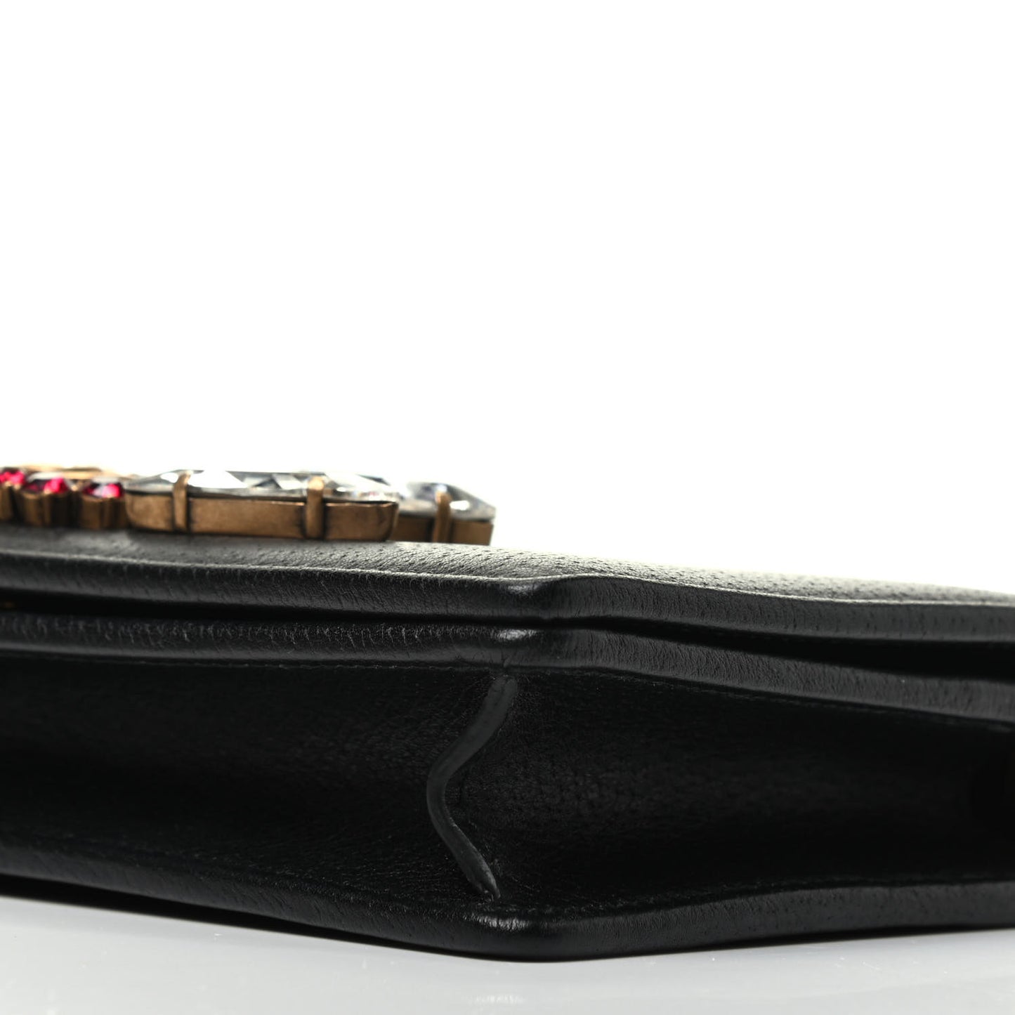 Calfskin Marquise Crystals Mini GG Chain Wallet Black