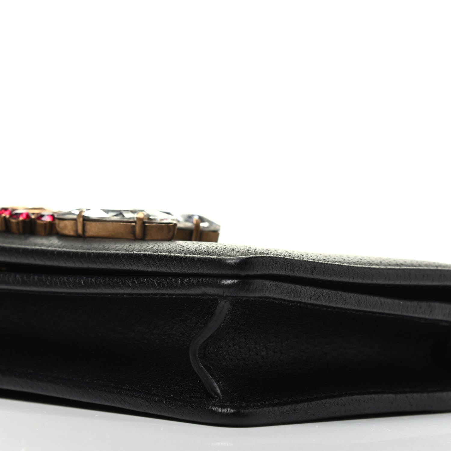 Gucci Calfskin Marquise Crystals Mini GG Chain Wallet Black 7 of 7