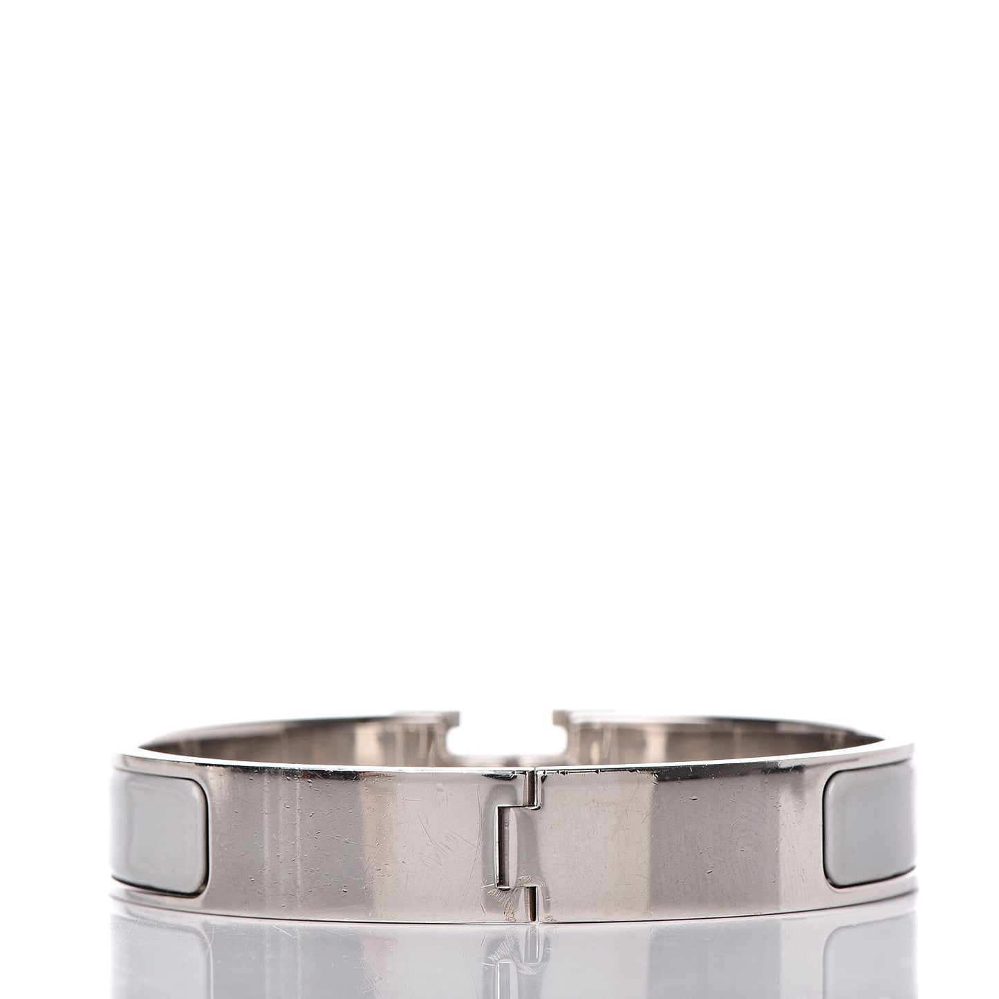 Enamel Narrow Clic Clac H Bracelet PM Blanc Gris Clair
