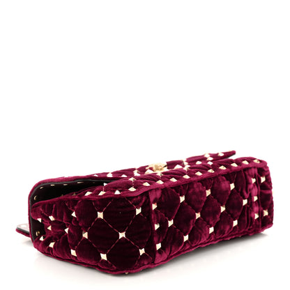 Valentino Garavani Velvet Small Rockstud Spike Shoulder Bag Rubino 4 of 9