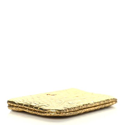 Chanel Metallic Calfskin Crocodile Embossed Cocodile Small Cosmetic Case Gold 4 of 8
