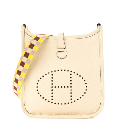 Hermes Taurillon Clemence Maxi Quadrille Evelyne TPM Nata Citron Rouge H Mauve Sylvestre 1 of 10