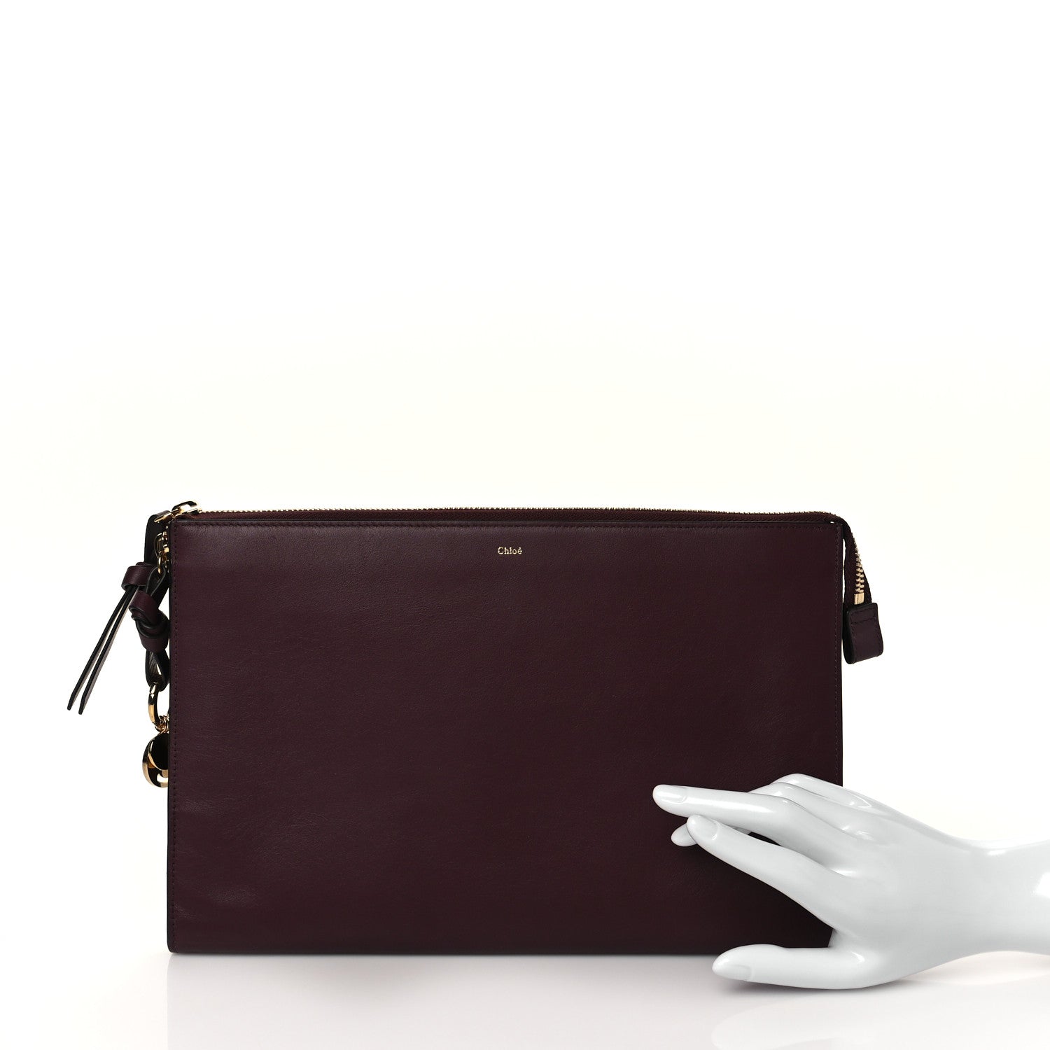 Chloe Calfskin Alphabet Flat Pouch Clutch Purple 2 of 9
