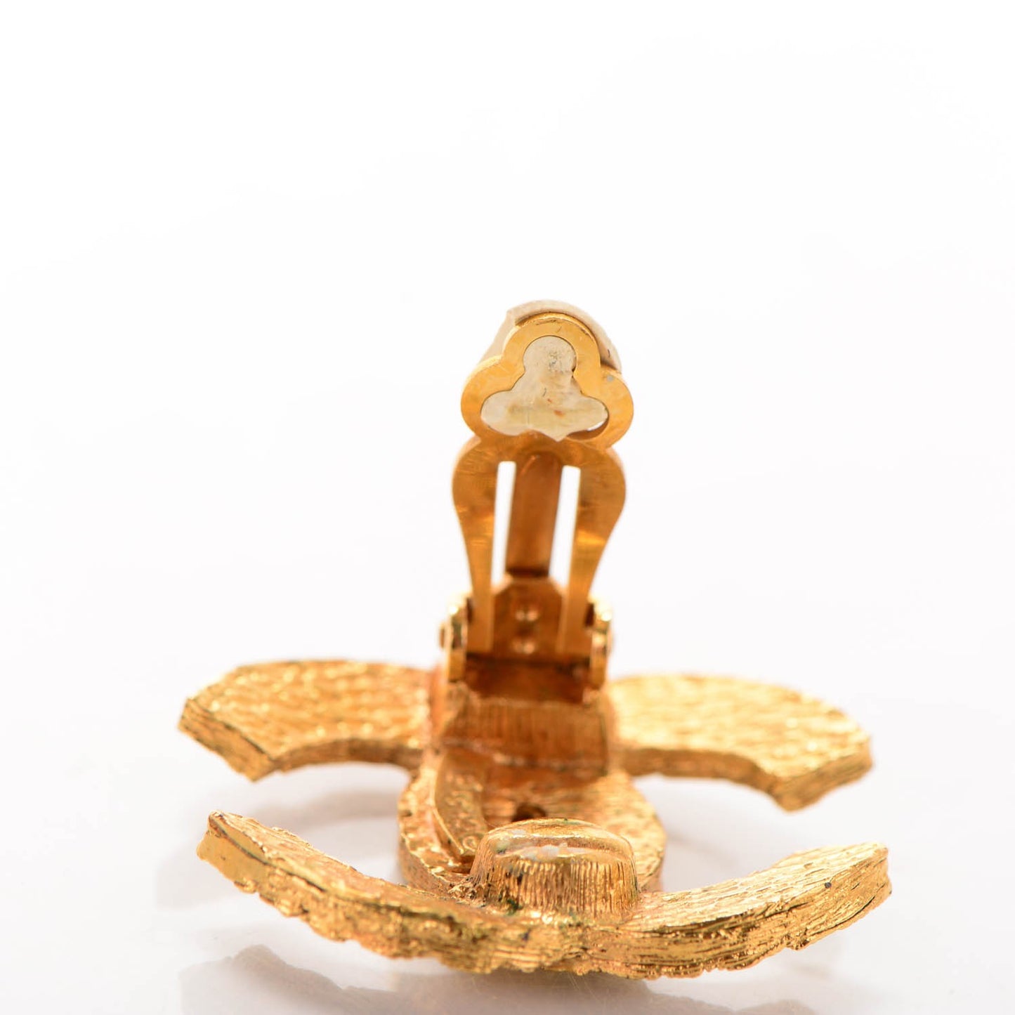 CC Quilted Clip On Earrings Gold