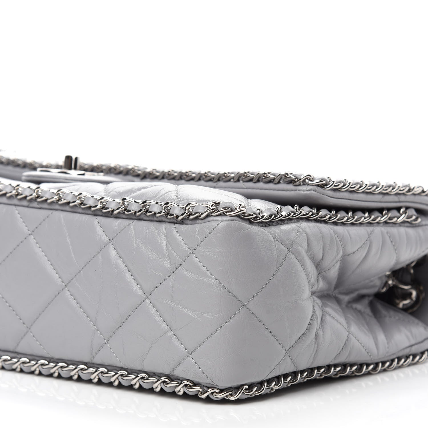 Chanel Crumpled Calfskin Large Chain All Over Flap Grey 10 of 10