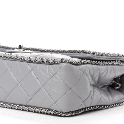 Chanel Crumpled Calfskin Large Chain All Over Flap Grey 10 of 10
