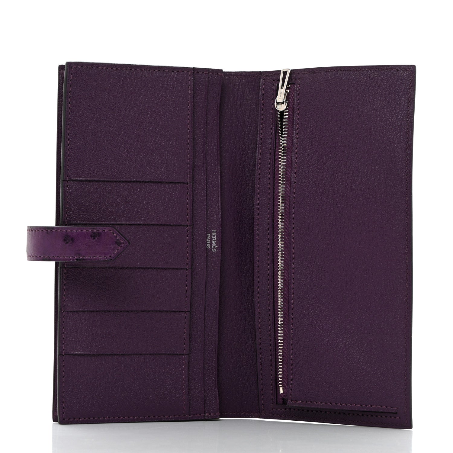 Hermes Ostrich Bearn Wallet Violine 5 of 8