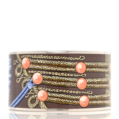 Hermes Enamel Printed Brandebourgs Extra Wide Bracelet 65 Passe Brown 3 of 5