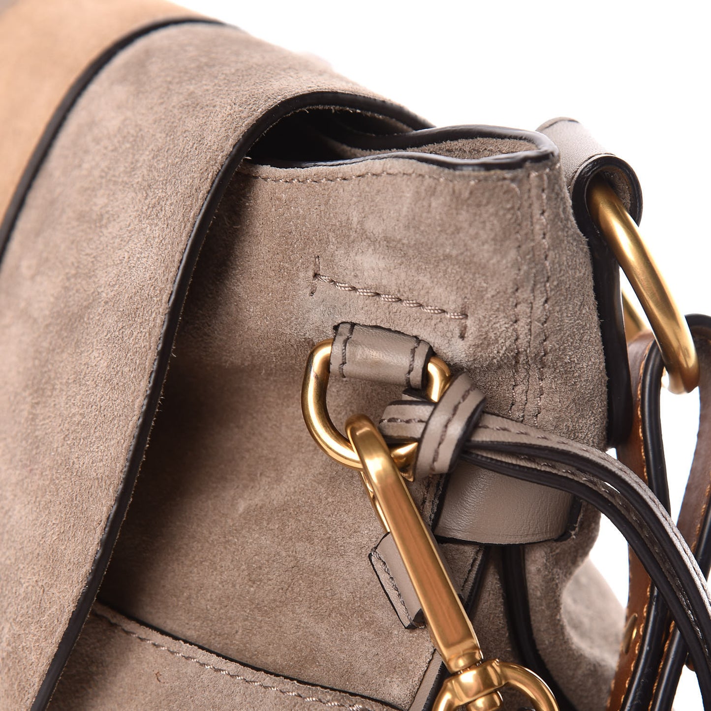Suede Calfskin Small Lexa Shoulder Bag Motty Grey