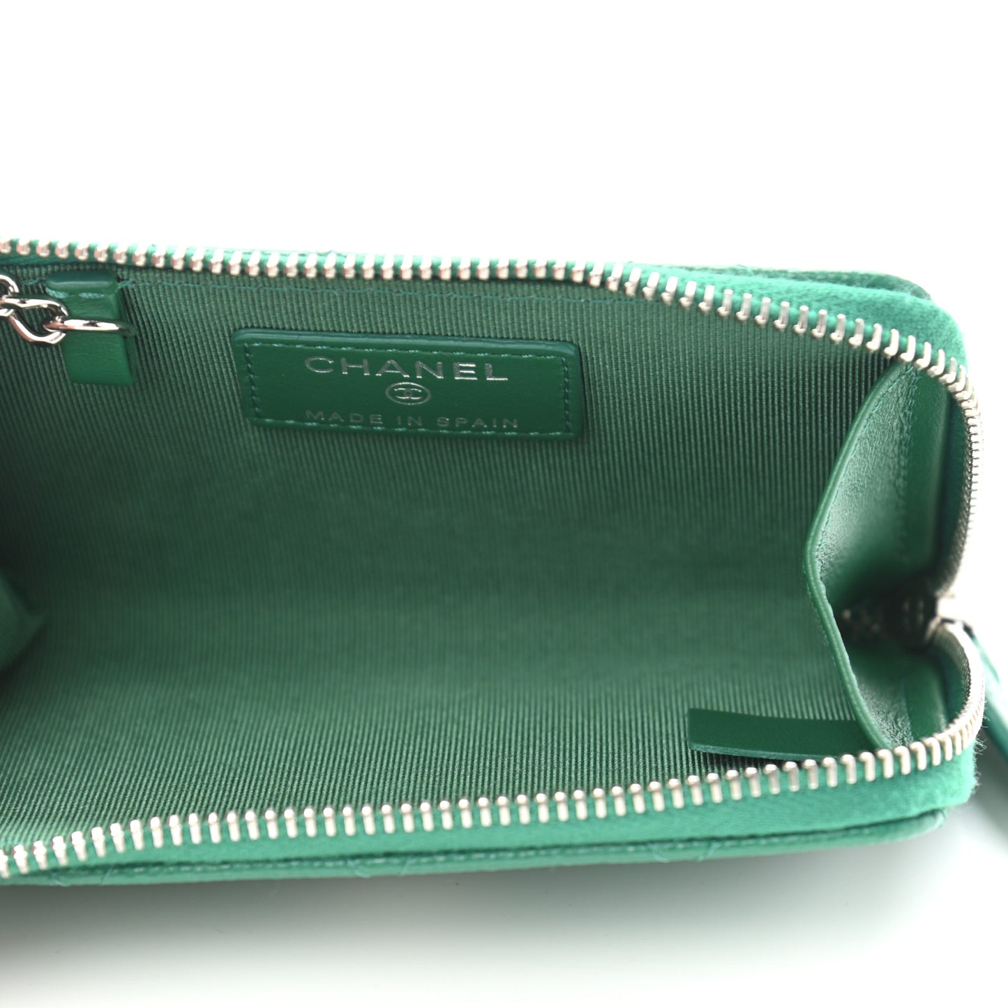 Caviar Quilted Zipped Key Holder Case Green