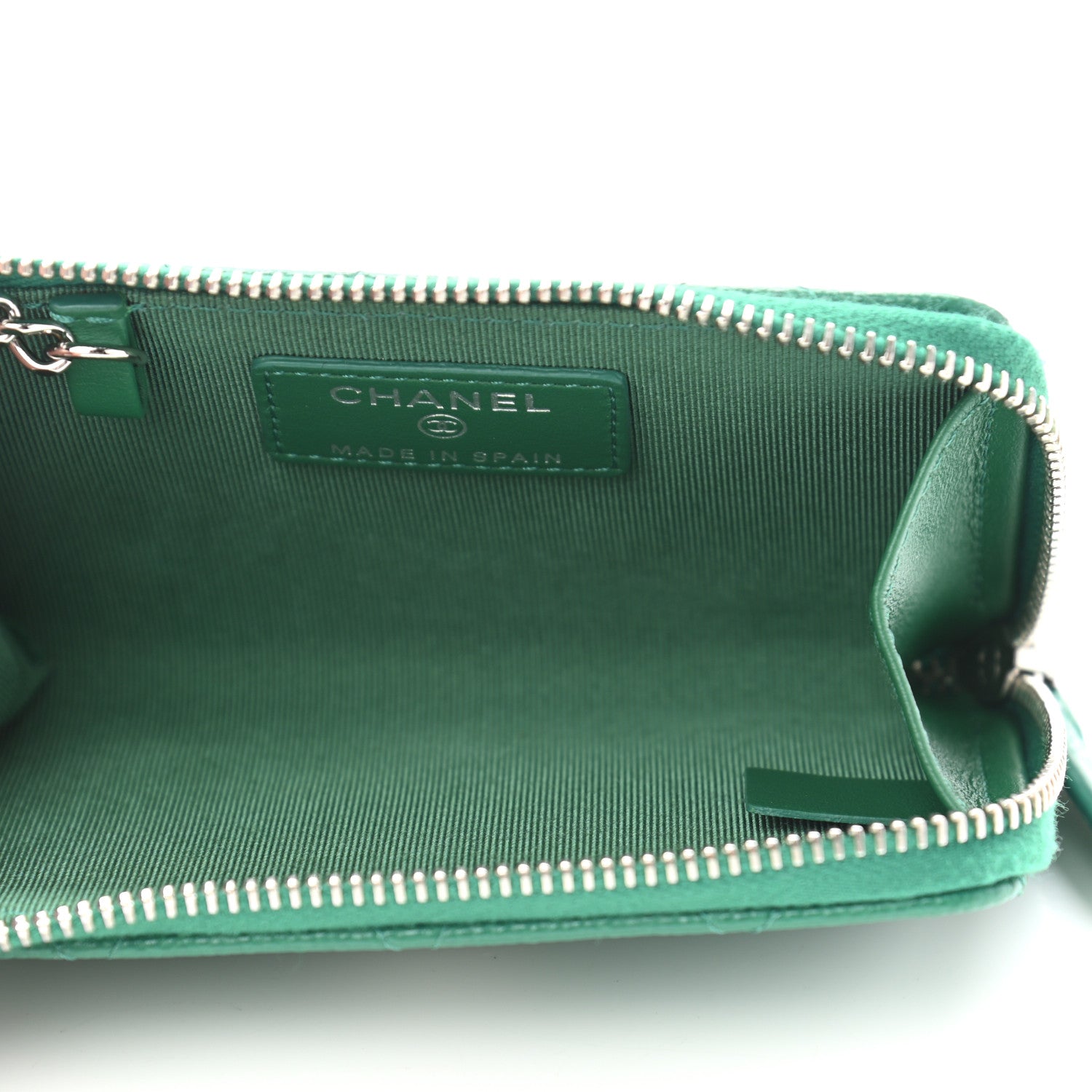 Chanel Caviar Quilted Zipped Key Holder Case Green 5 of 8
