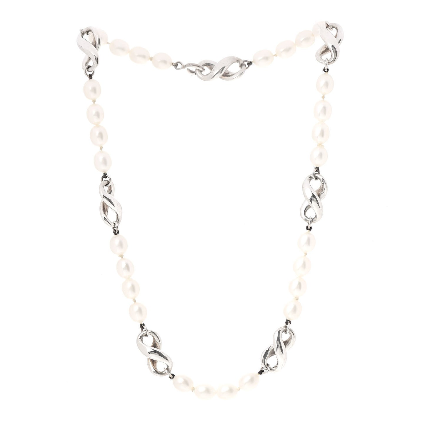 Sterling Silver Pearl Infinity Necklace