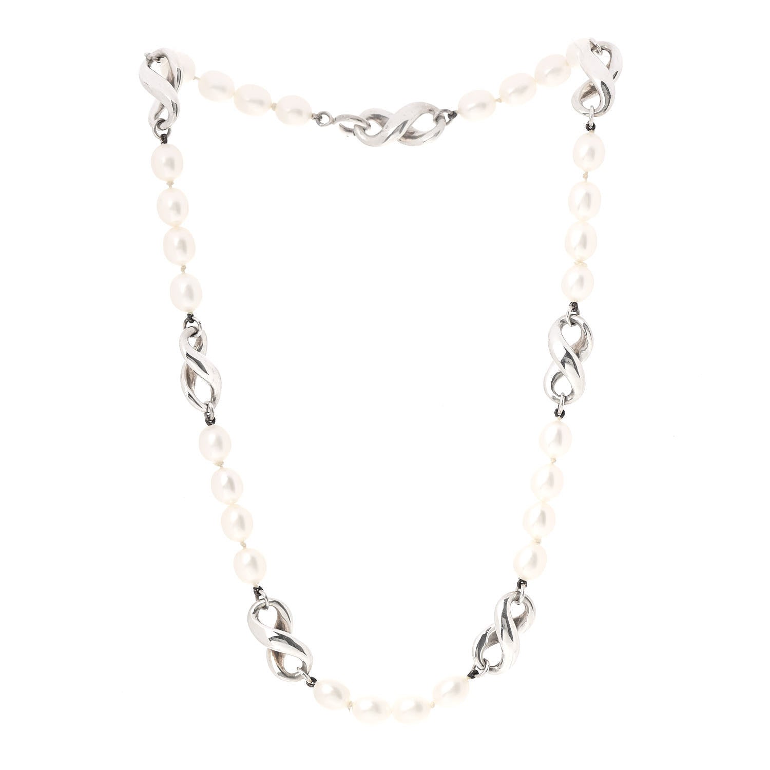 Tiffany Sterling Silver Pearl Infinity Necklace 3 of 5