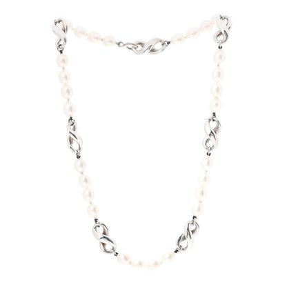 Tiffany Sterling Silver Pearl Infinity Necklace 3 of 5