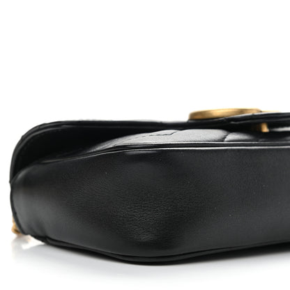 Gucci Calfskin Matelasse Super Mini GG Marmont Shoulder Bag Black 9 of 10
