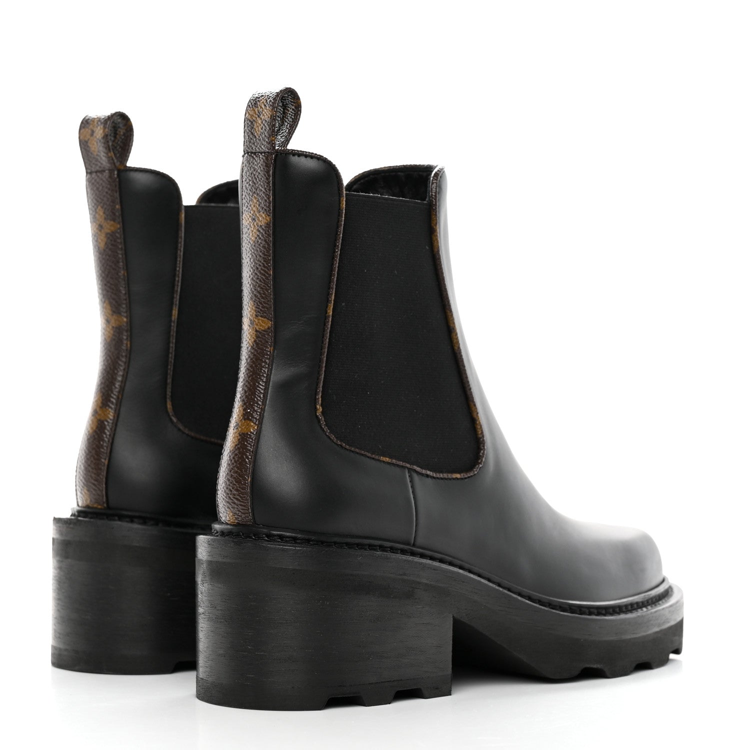 Louis Vuitton Calfskin Monogram Beaubourg Ankle Boots 37.5 Black 5 of 10