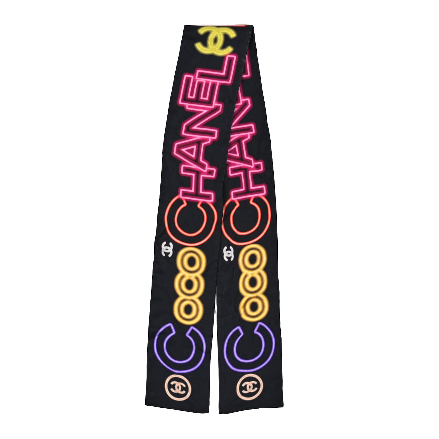 Silk Neon CC Bandeau Scarf Black Multicolor