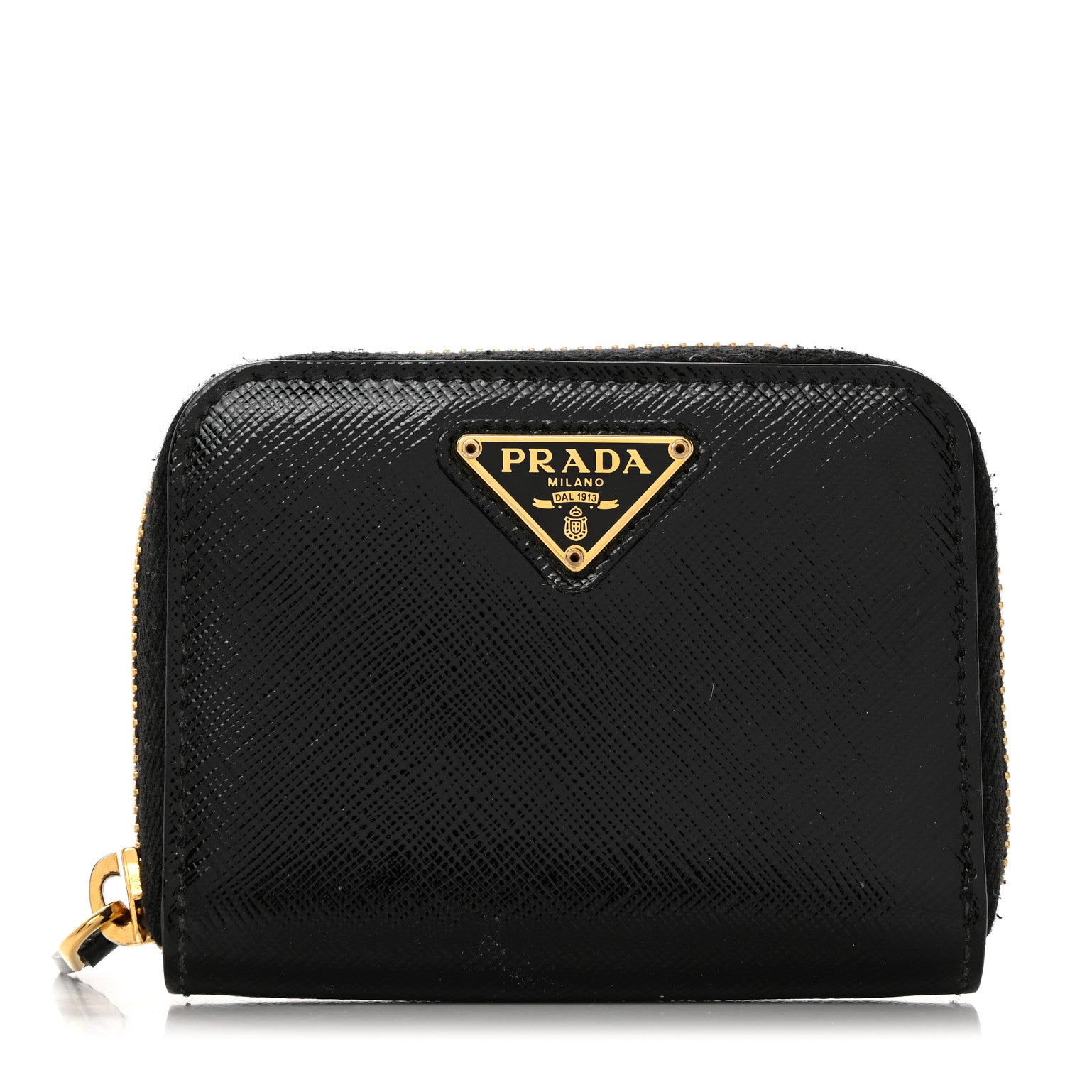 Prada Saffiano Metal Zip Coin Purse Black 1 of 9