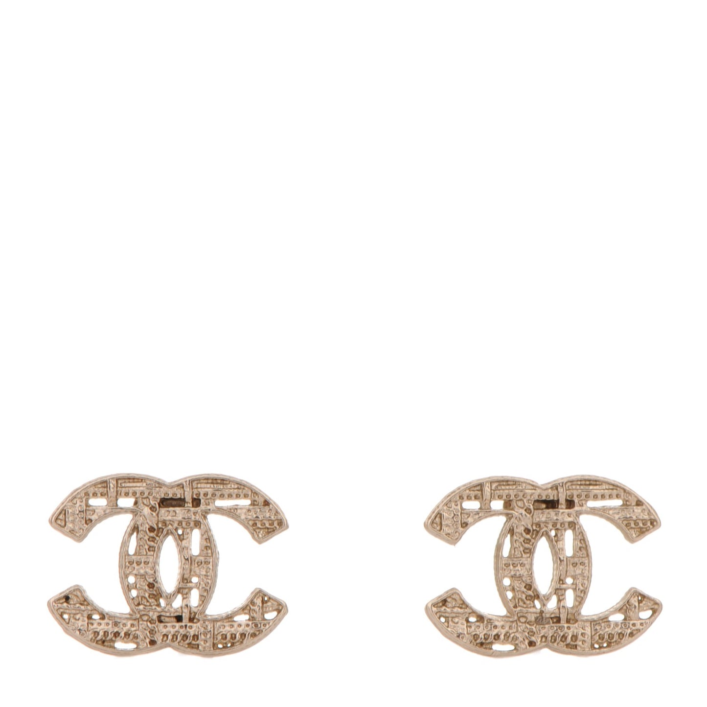 Tweed Effect CC Earrings Gold