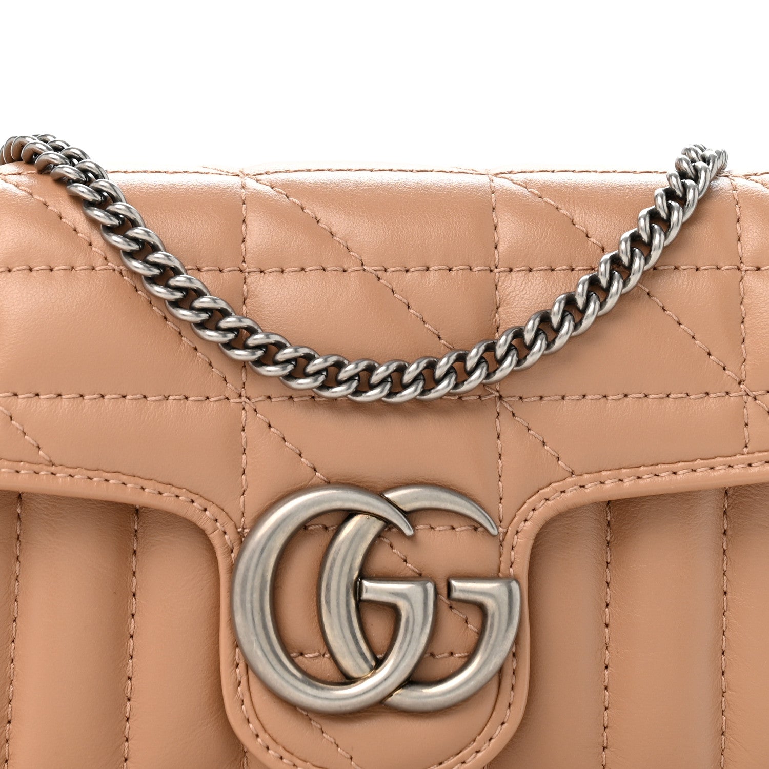 Gucci Calfskin Matelasse Aria Super Mini GG Marmont Shoulder Bag Camelia 8 of 11