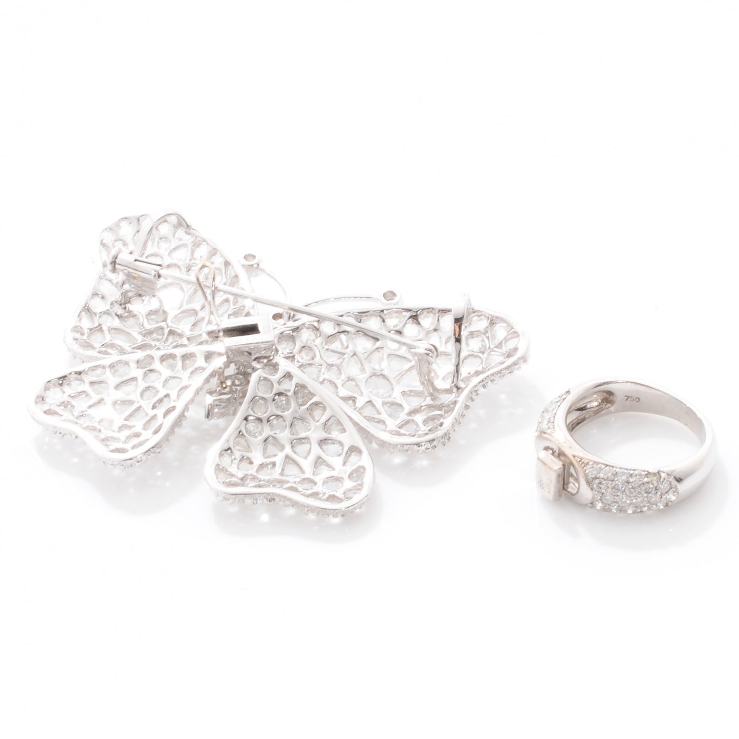 Harry Winston LORRAINE SCHWARTZ 18k Diamond Butterfly Pin Ring 5 5 of 5