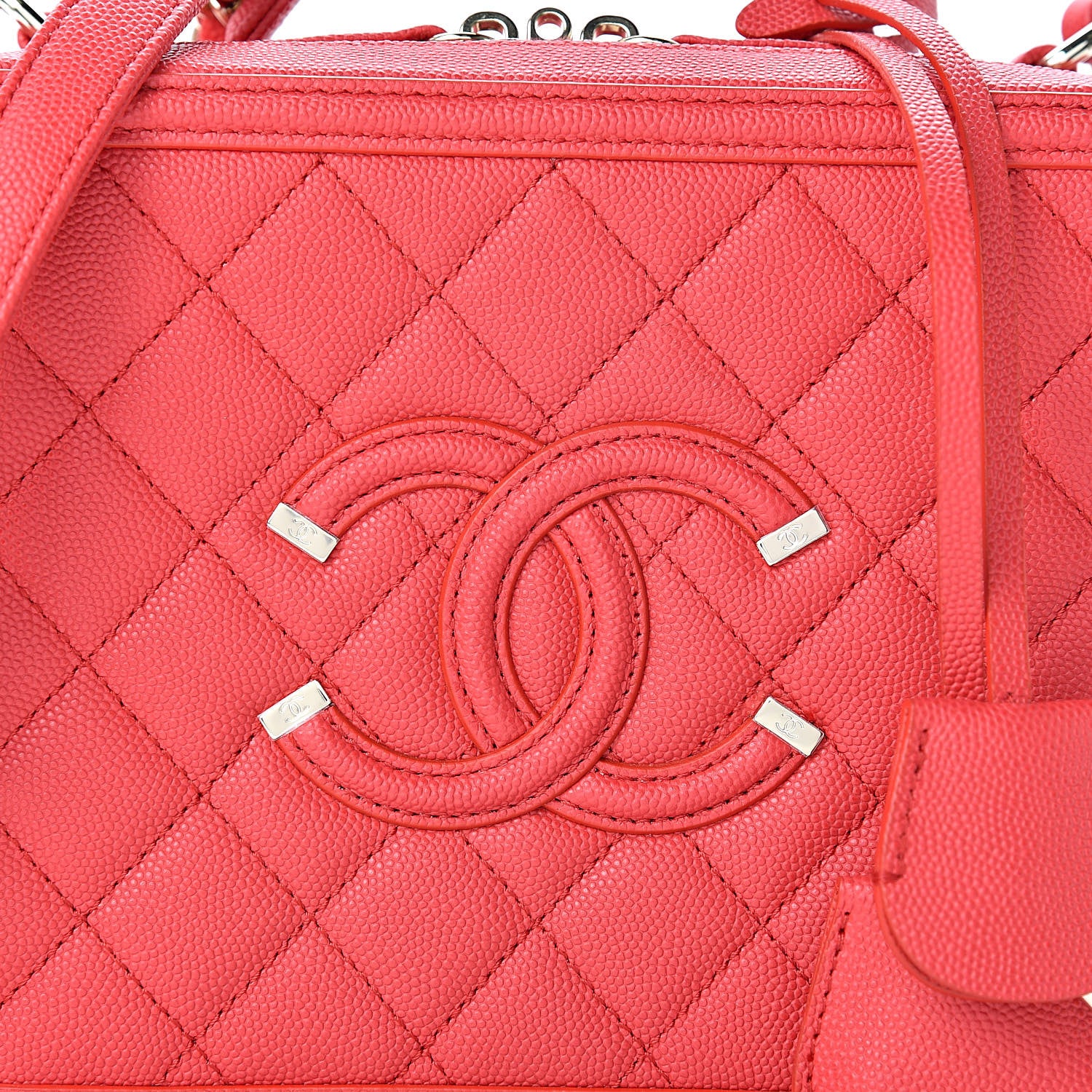 Chanel Caviar Quilted Medium CC Filigree Vanity Case Red 8 of 10