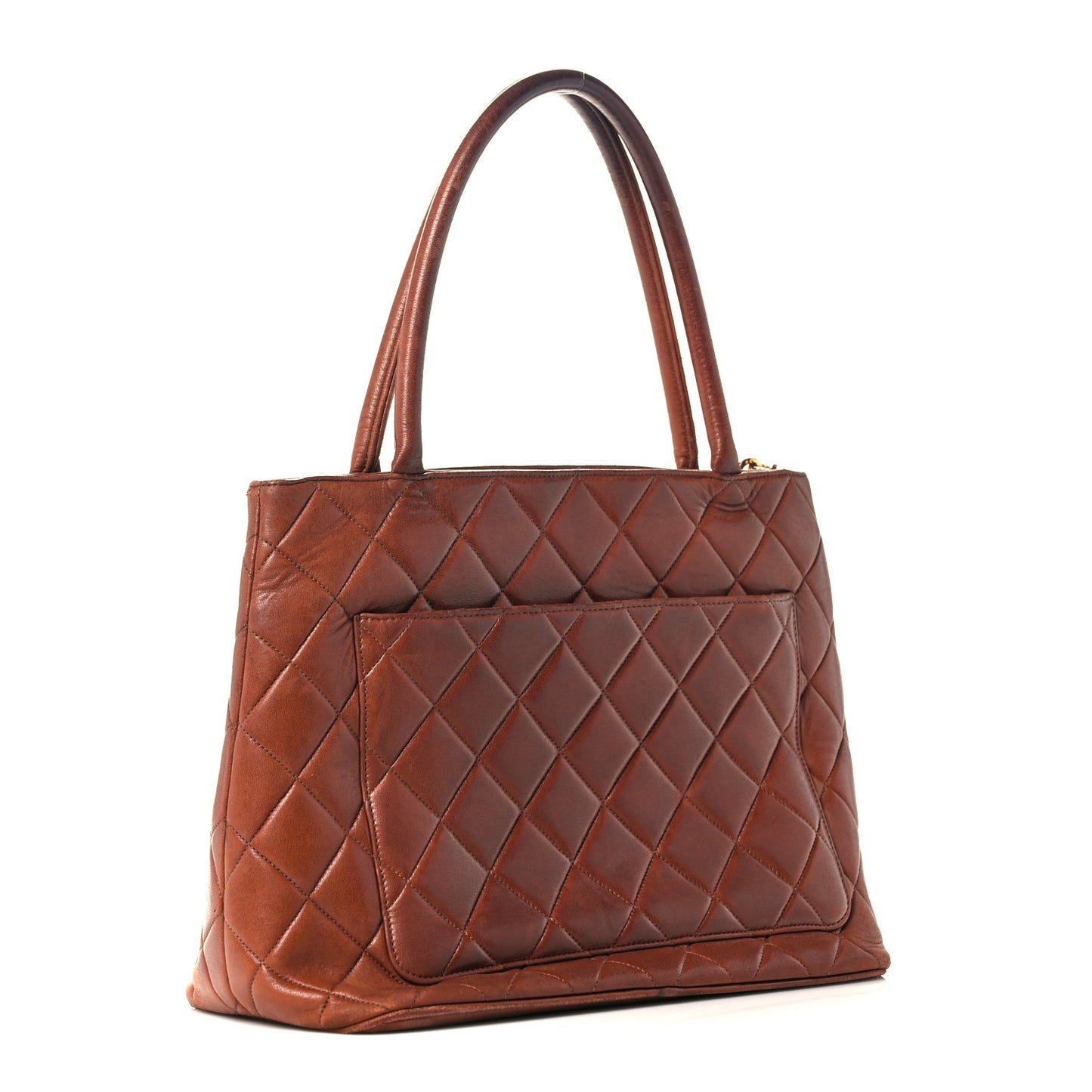 Lambskin Quilted Medallion Tote Brown