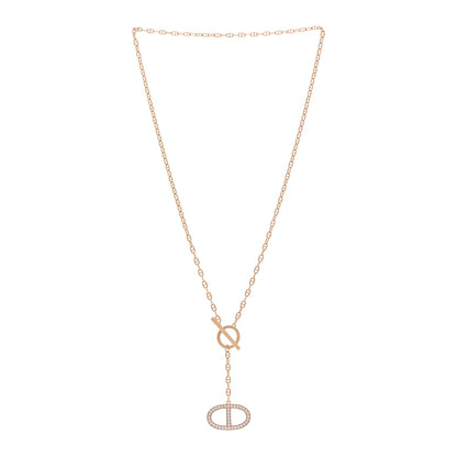 Hermes 18K Rose Gold Diamond GM Chaine D'Ancre Contour Pendant Necklace SH 3 of 5