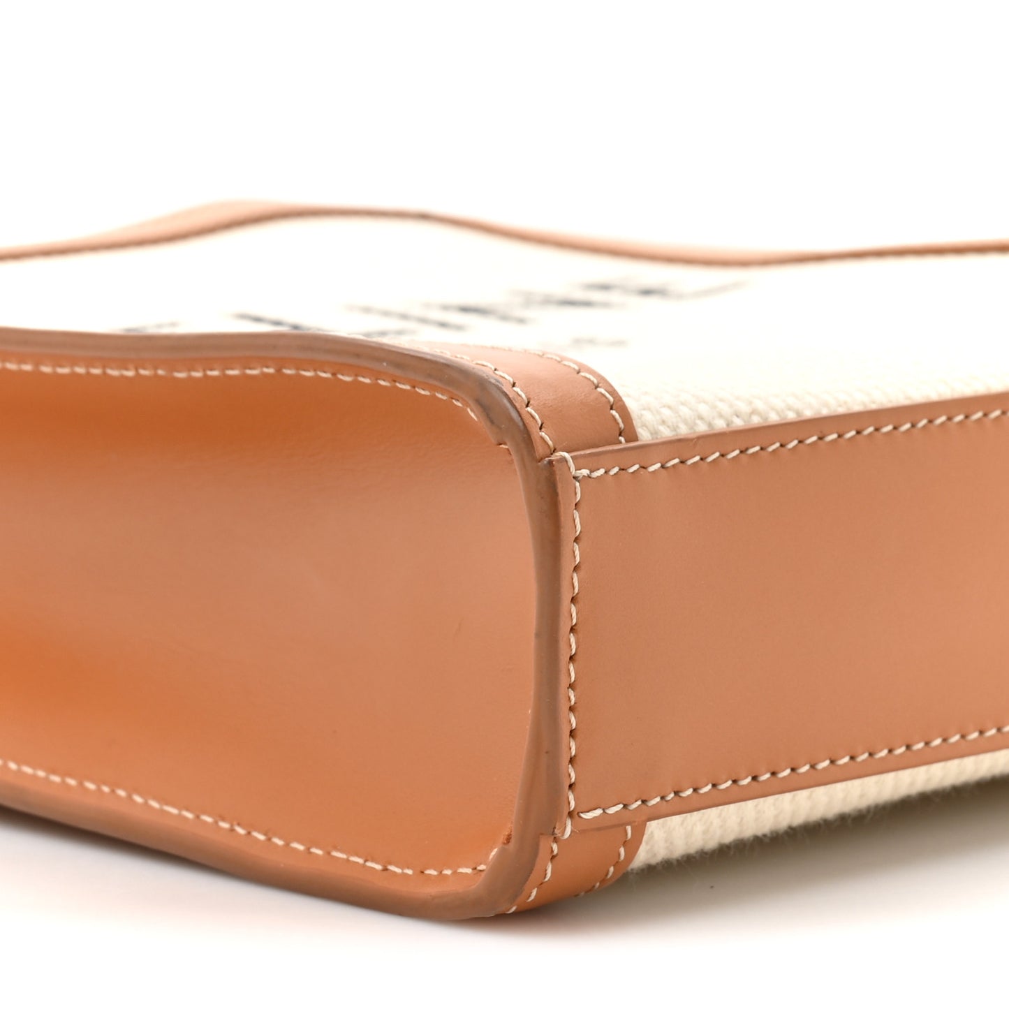 Canvas Calfskin Mini Vertical Cabas Natural Tan