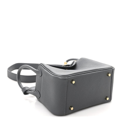 Hermes Taurillon Clemence Mini Lindy 20 Ardoise 4 of 11