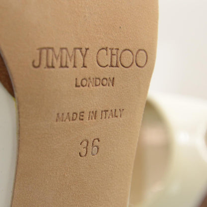 Jimmy Choo Patent Leather Wood Slingback Heels 36 White 6 of 6
