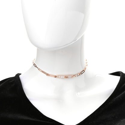 Hermes 18K Rose Gold Diamond Pave Kelly Chaine Choker Necklace 2 of 8