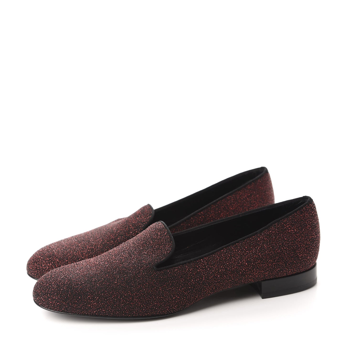 Metallic Calfskin Smoking Slipper Flat Loafers 38 Red Glitter