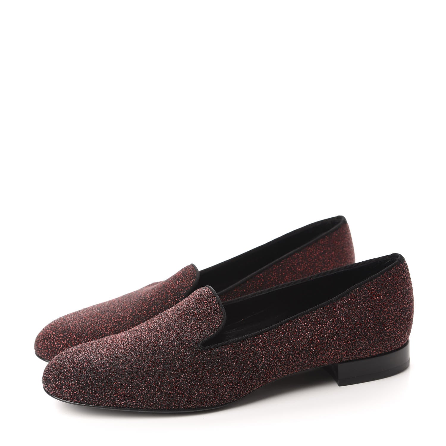 Saint Laurent Metallic Calfskin Smoking Slipper Flat Loafers 38 Red Glitter 3 of 9