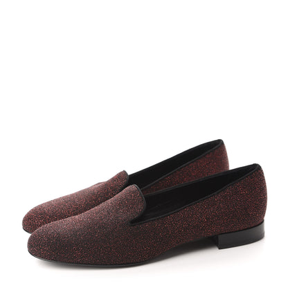 Saint Laurent Metallic Calfskin Smoking Slipper Flat Loafers 38 Red Glitter 3 of 9