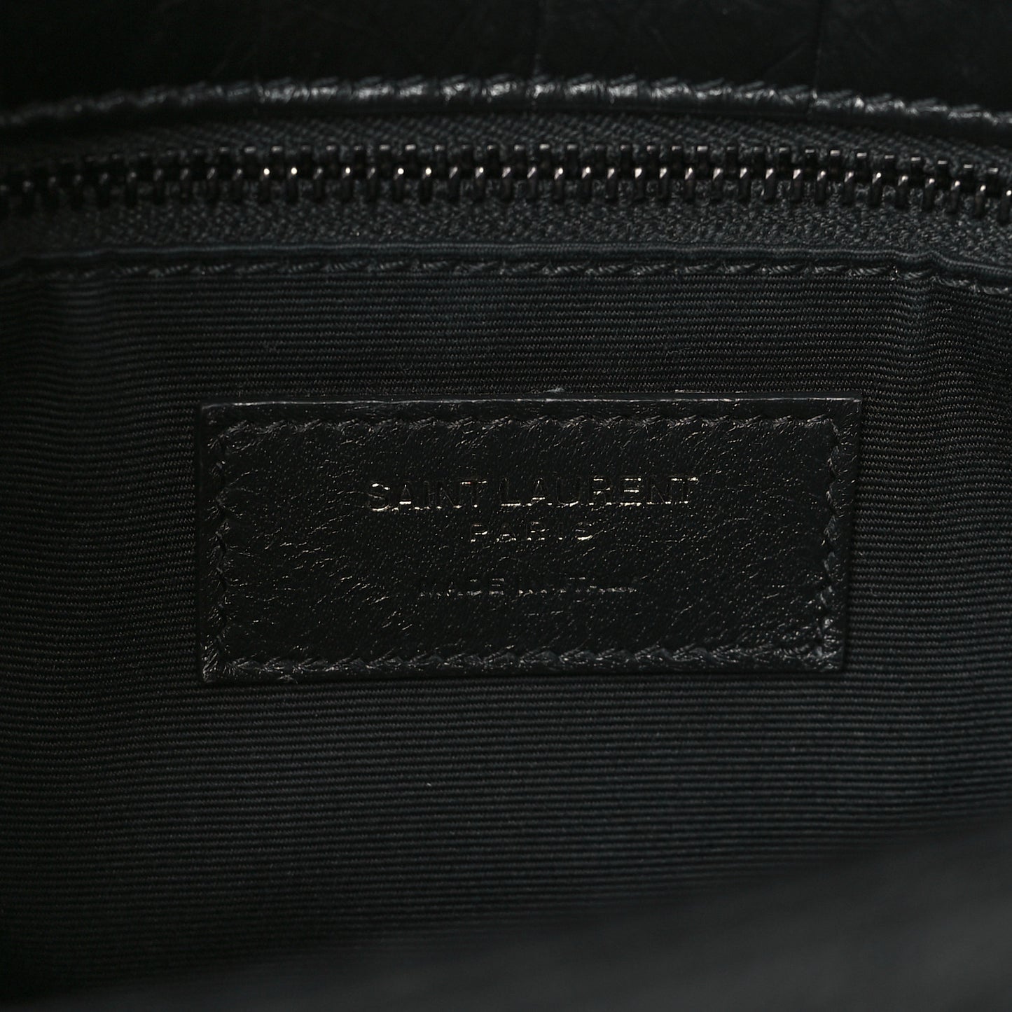 Crocodile Embossed Lambskin Monogram Medium Niki Chain Satchel Black