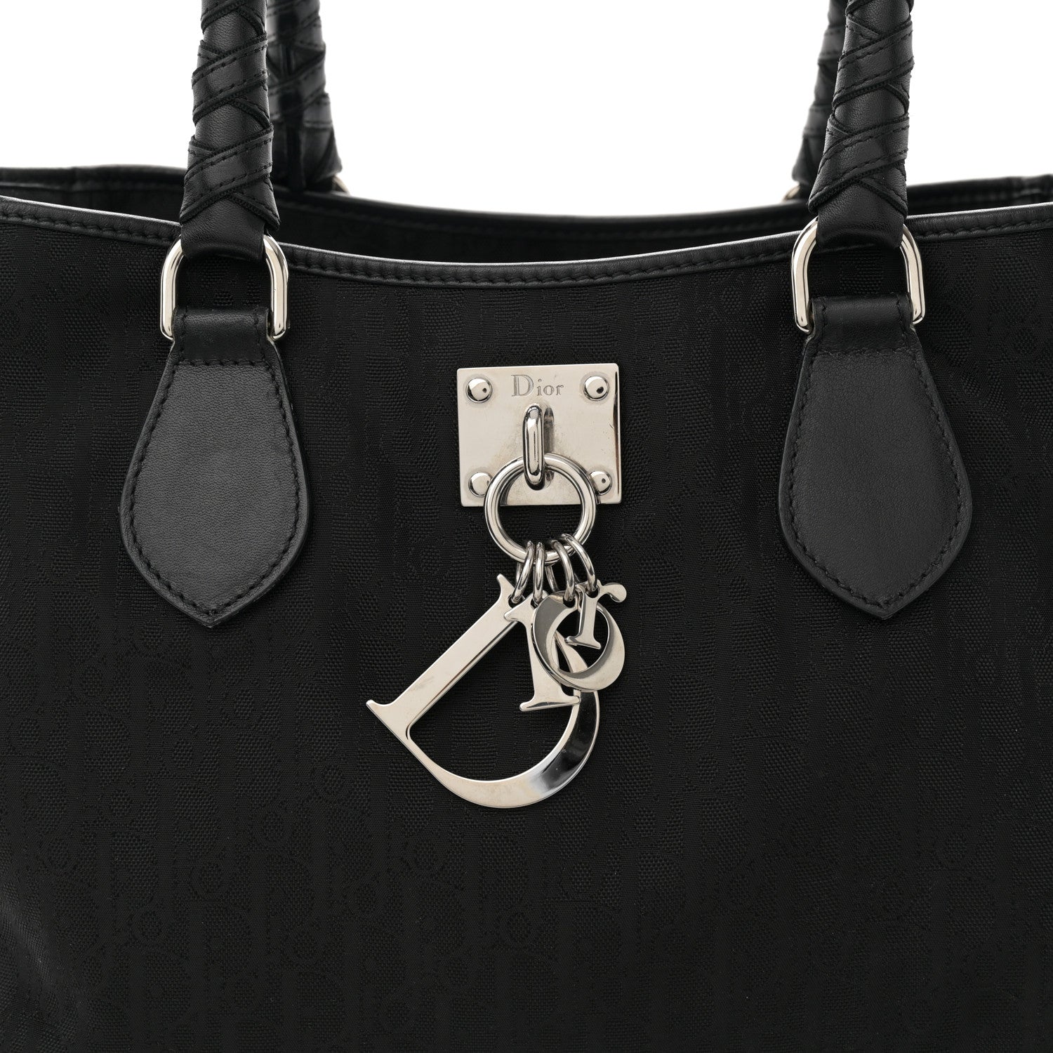 Christian Dior Nylon Monogram Medium Lovely Tote Black 8 of 10