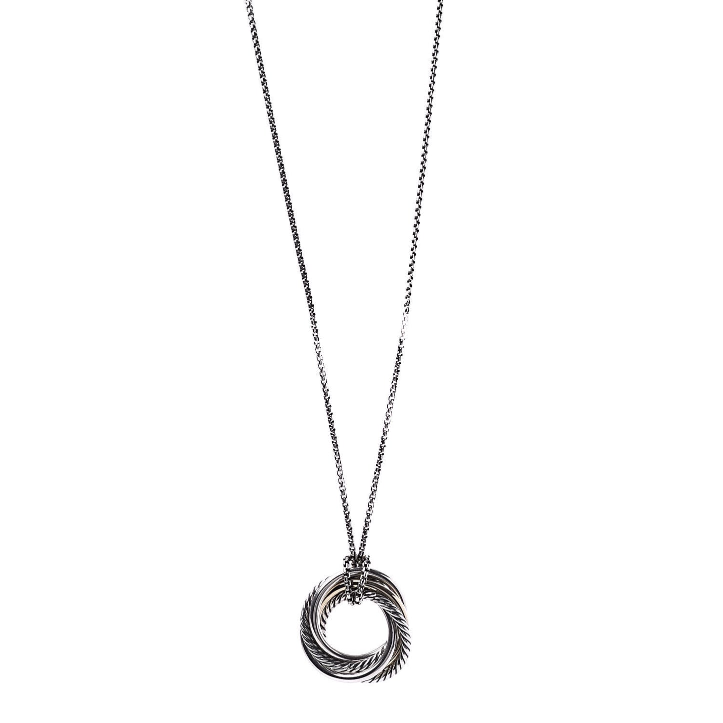 Sterling Silver 14K Yellow Gold 28mm Crossover Pendant Necklace
