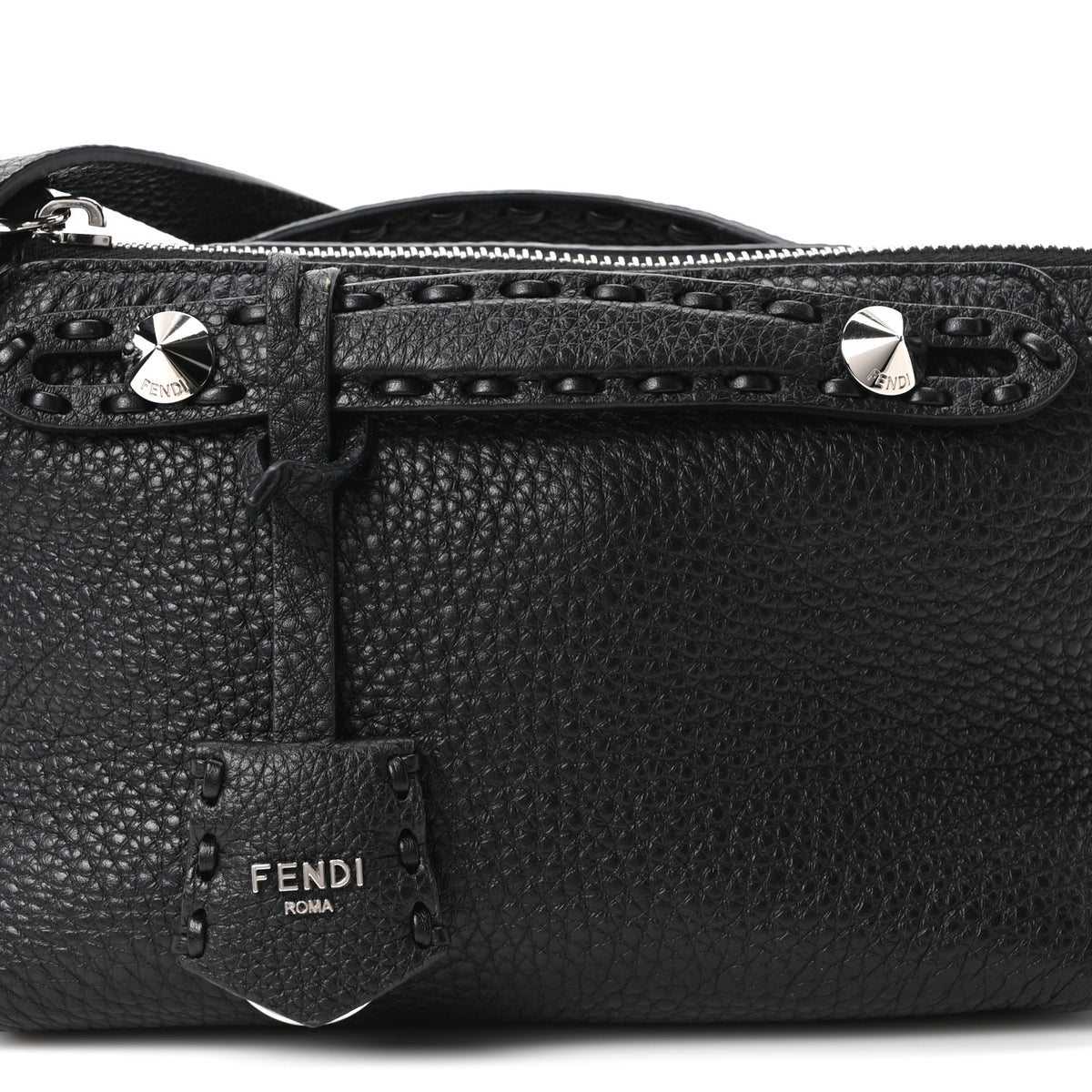 Cuoio Romano Selleria Sintetica Tape Stitch Mini By The Way Boston Bag Black