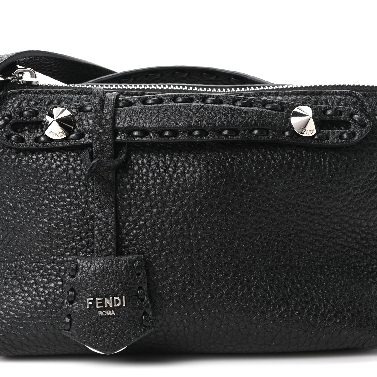 Fendi Cuoio Romano Selleria Sintetica Tape Stitch Mini By The Way Boston Bag Black 8 of 10