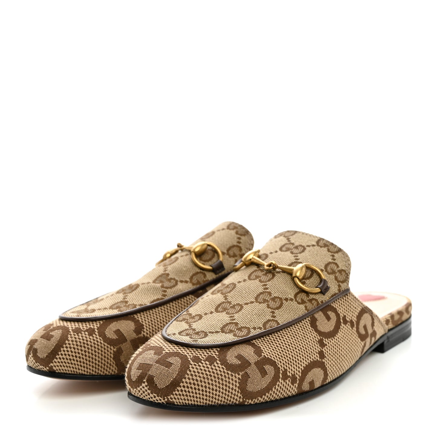 Monogram Jumbo GG Malaga Kid Womens Princetown Slippers 36 Camel Ebony New Acero Beige