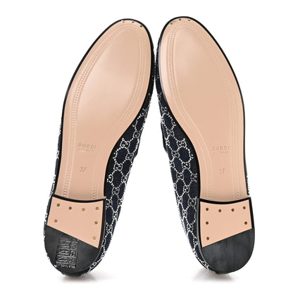 Gucci Denim Crystal GG Monogram Horsebit Womens Jordaan Loafers 37 Deep Blue Blue Milad 6 of 9