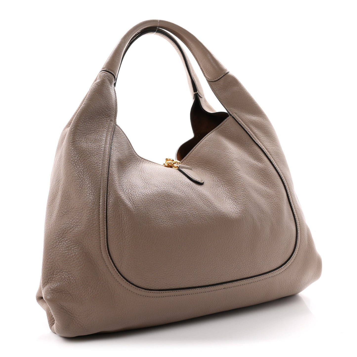 Grained Calfskin Softbit Maxi Shoulder Bag Taupe