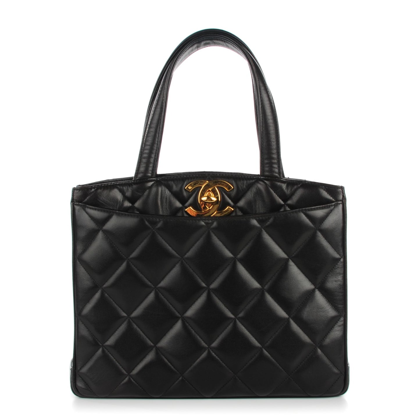 Lambskin Quilted Tote Black