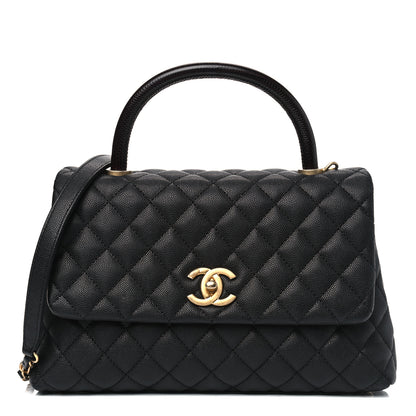 Chanel Caviar Lizard Embossed Quilted Small Coco Handle Flap Black 1 of 4