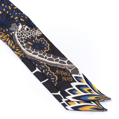 Hermes Silk Three Graces Twilly Black Gold Taupe 2 of 4