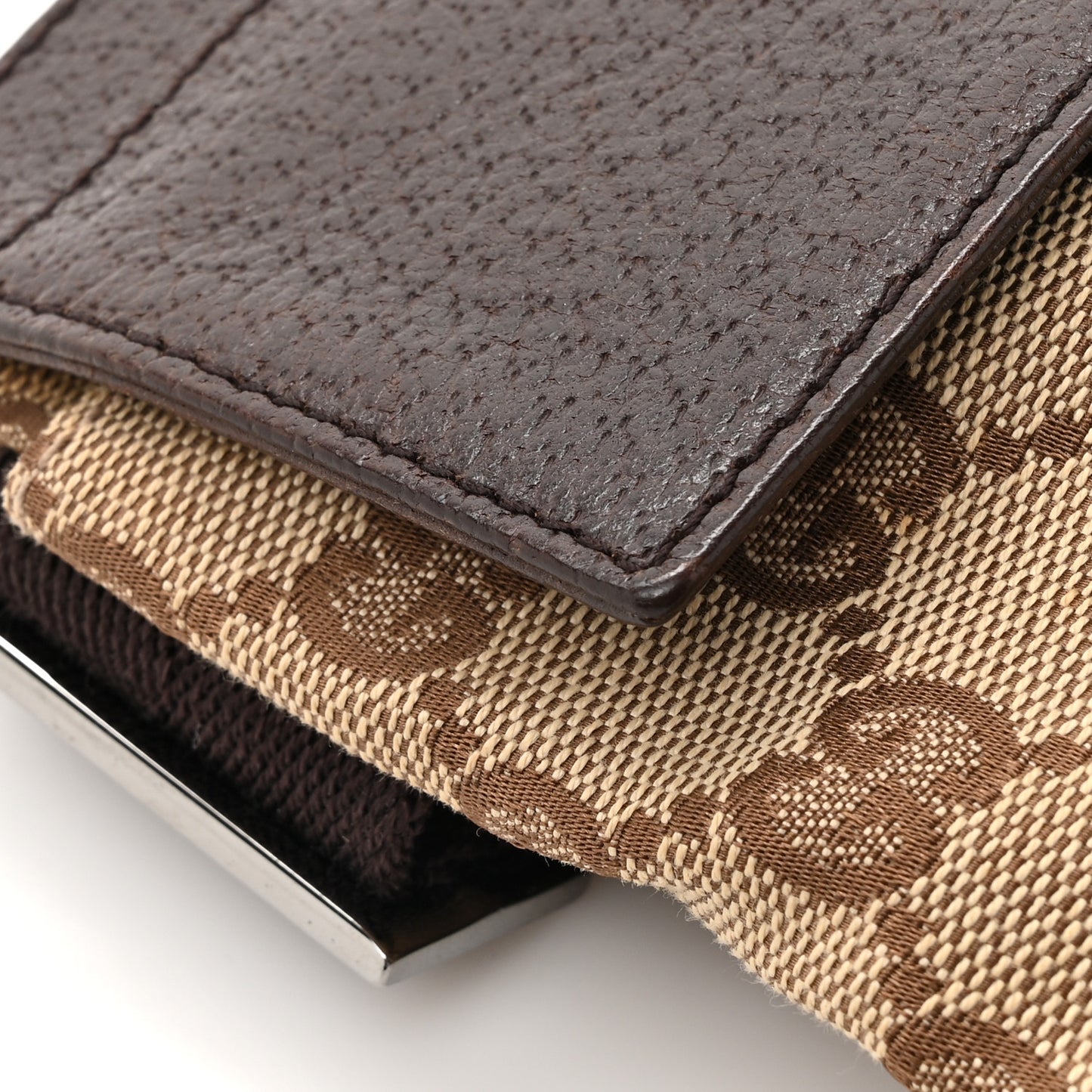 GG Monogram Double Pocket Belt Bag Dark Brown