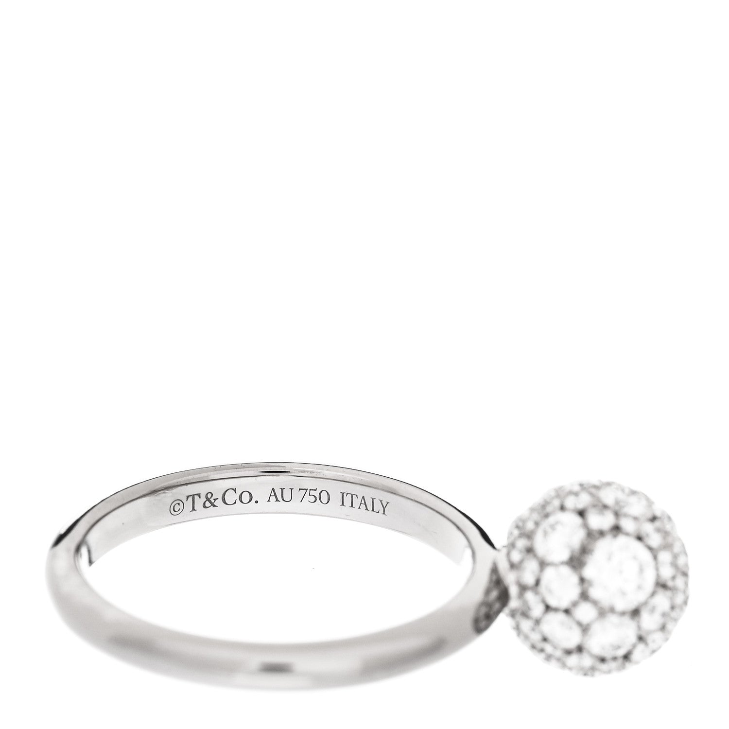 Tiffany 18K White Gold Diamond 8mm HardWear Ball Ring 52 6 5 of 6